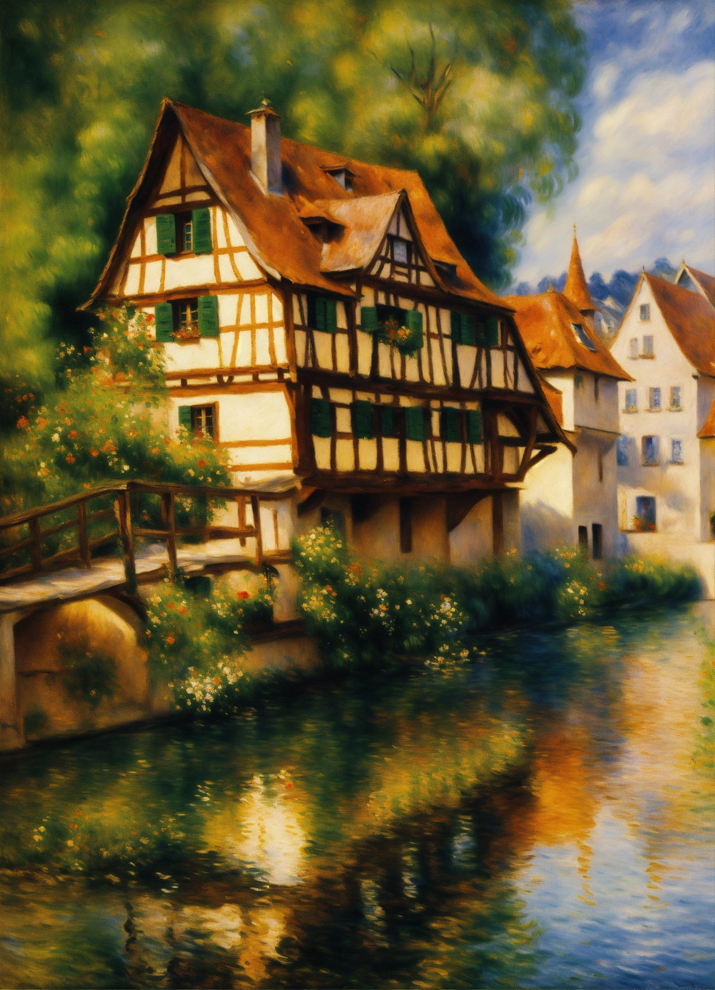 Bild auf Leinwand „ Das schiefe Haus im Fischerviertel in Ulm.“