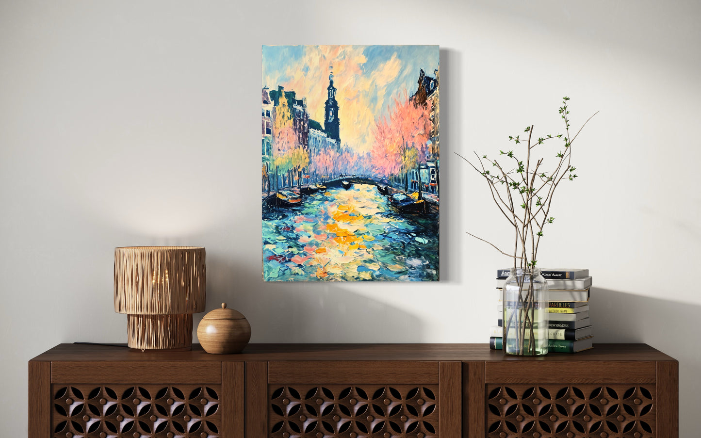 Bild auf Leinwand: "Blossoms Over the Canal Amsterdam's Charm"