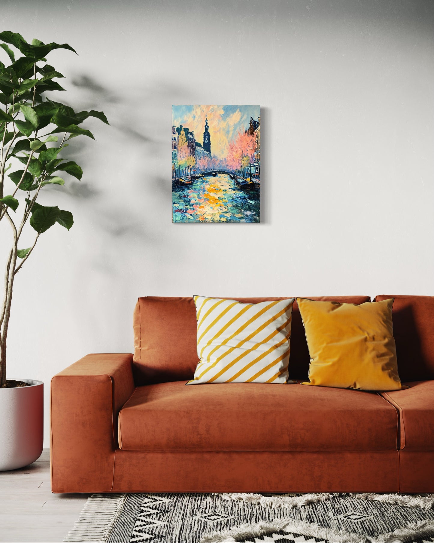 Bild auf Leinwand: "Blossoms Over the Canal Amsterdam's Charm"