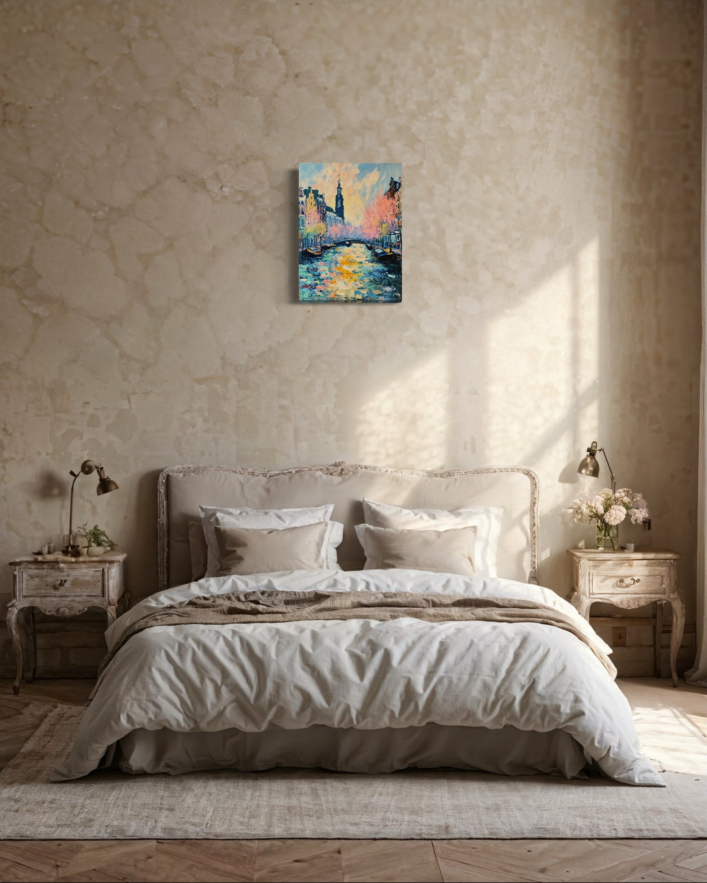 Bild auf Leinwand: "Blossoms Over the Canal Amsterdam's Charm"