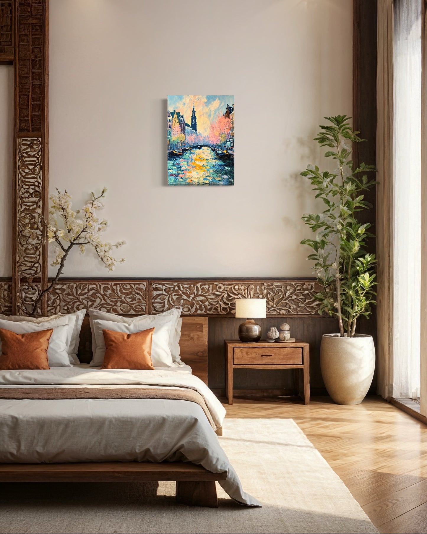 Bild auf Leinwand: "Blossoms Over the Canal Amsterdam's Charm"
