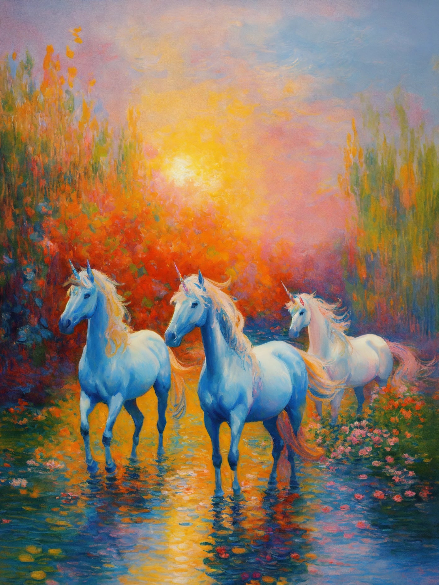 Bild auf Leinwand: "Unicorns in the Water."