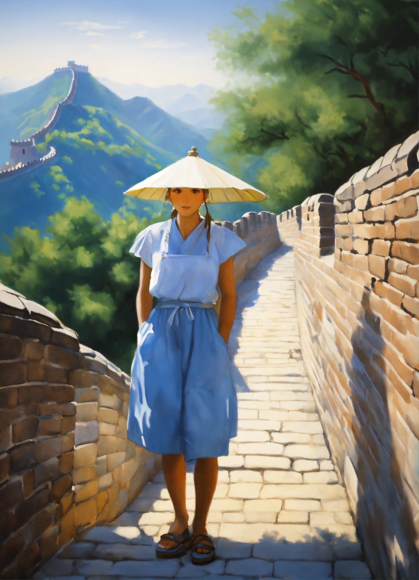 Bild auf Leinwand: "Girl on China Wall."