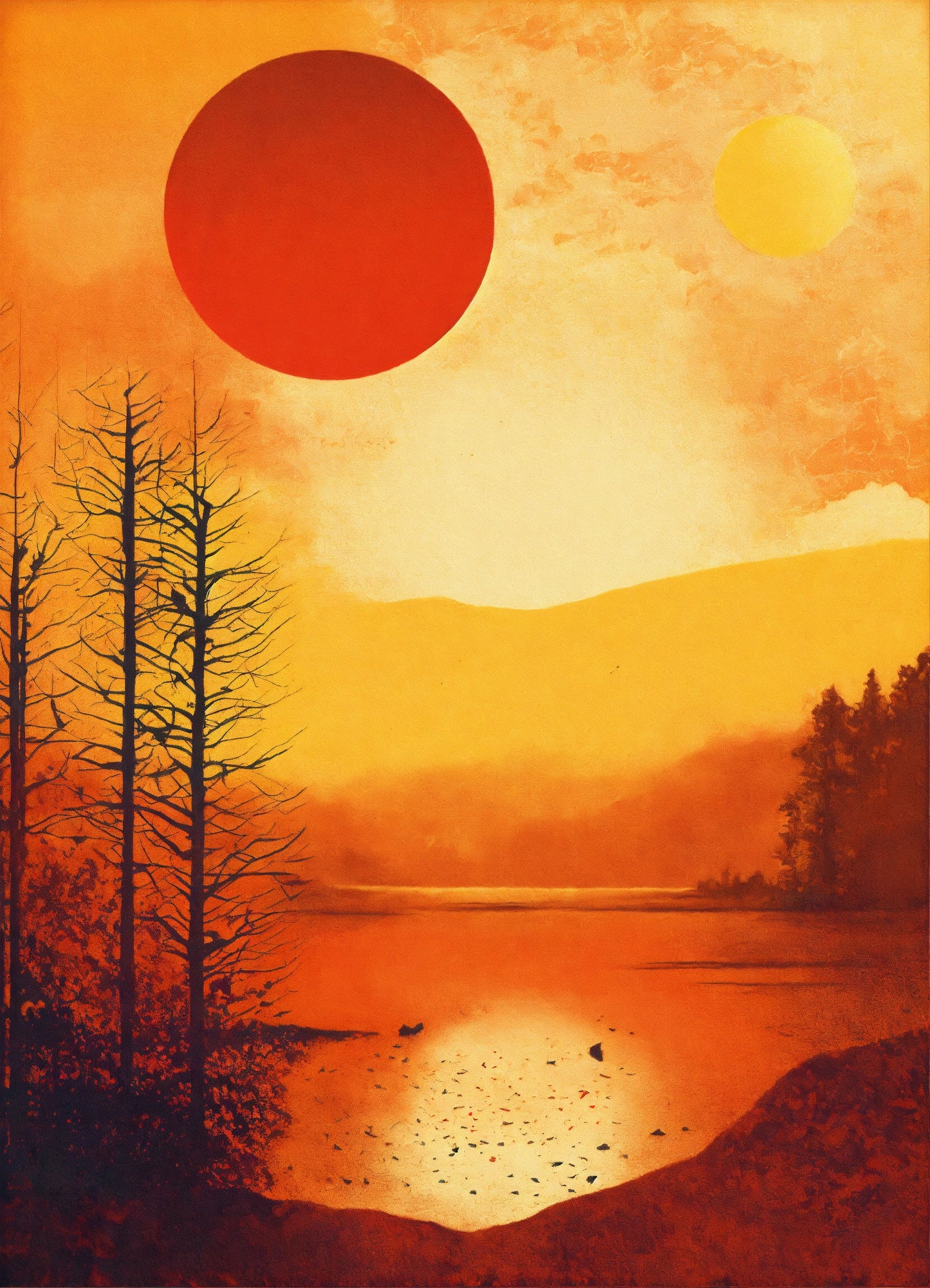 Bild auf Leinwand: „Sunset with a red sun.”