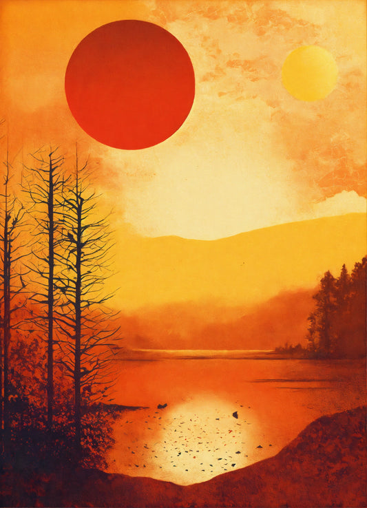 Bild auf Leinwand: „Sunset with a red sun.”