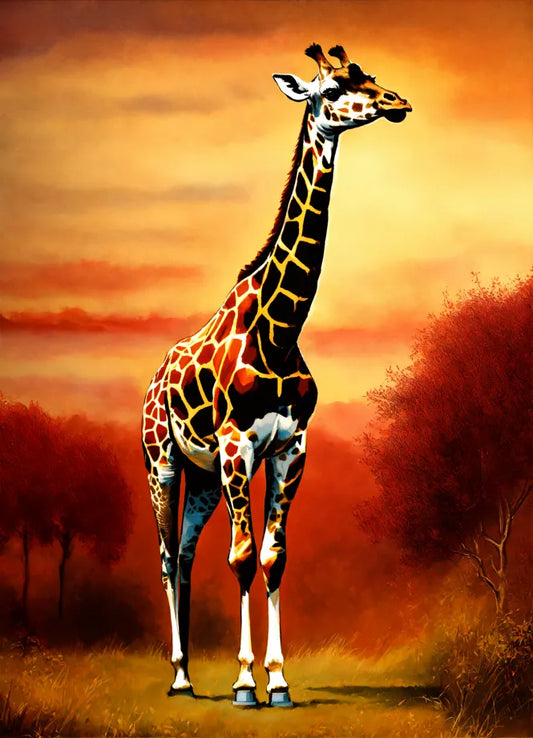 Bild auf Leinwand: „Giraffe at Sunset.”