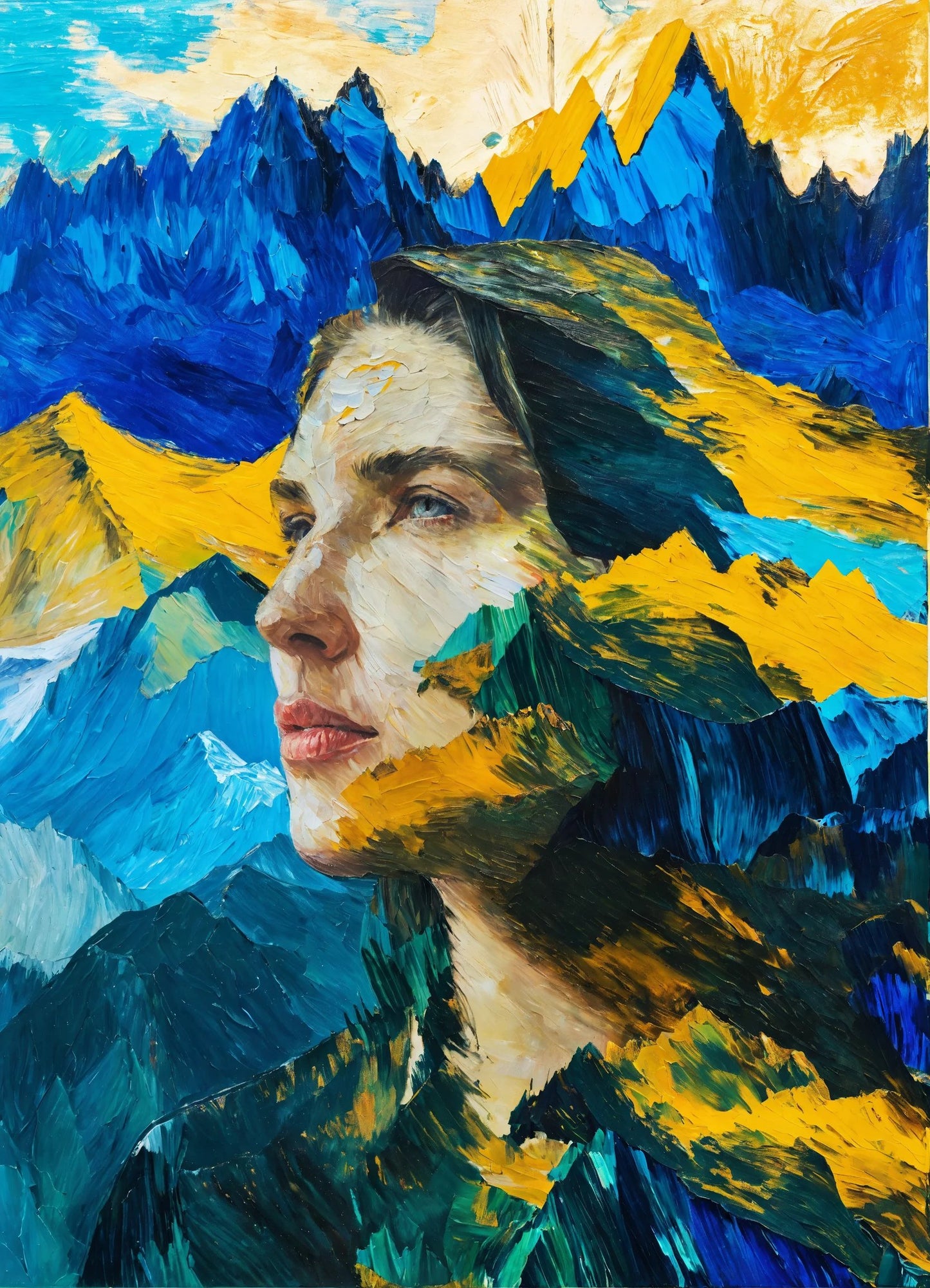 Bild auf Leinwand: The Woman and the Mountain."