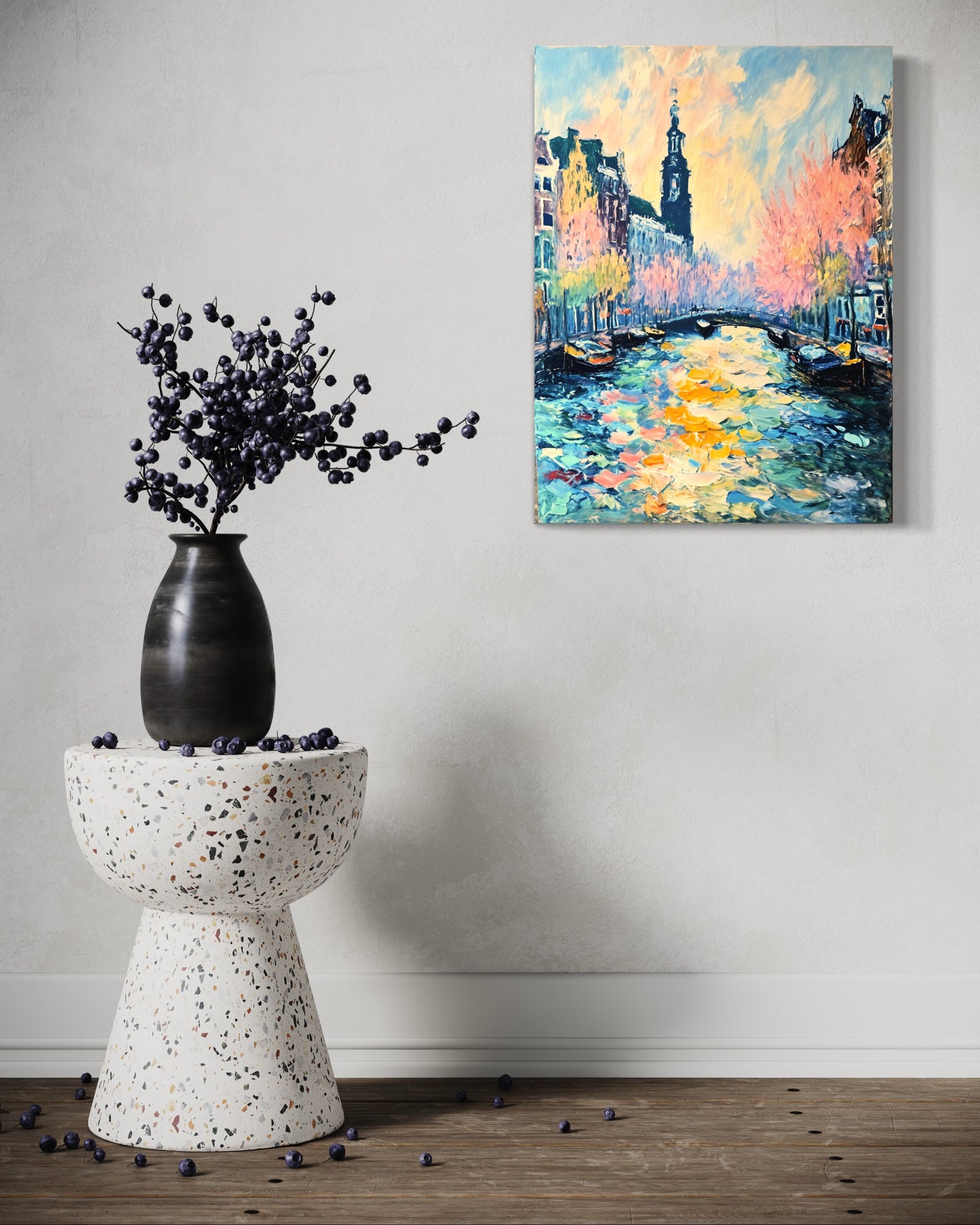 Bild auf Leinwand: "Blossoms Over the Canal Amsterdam's Charm"