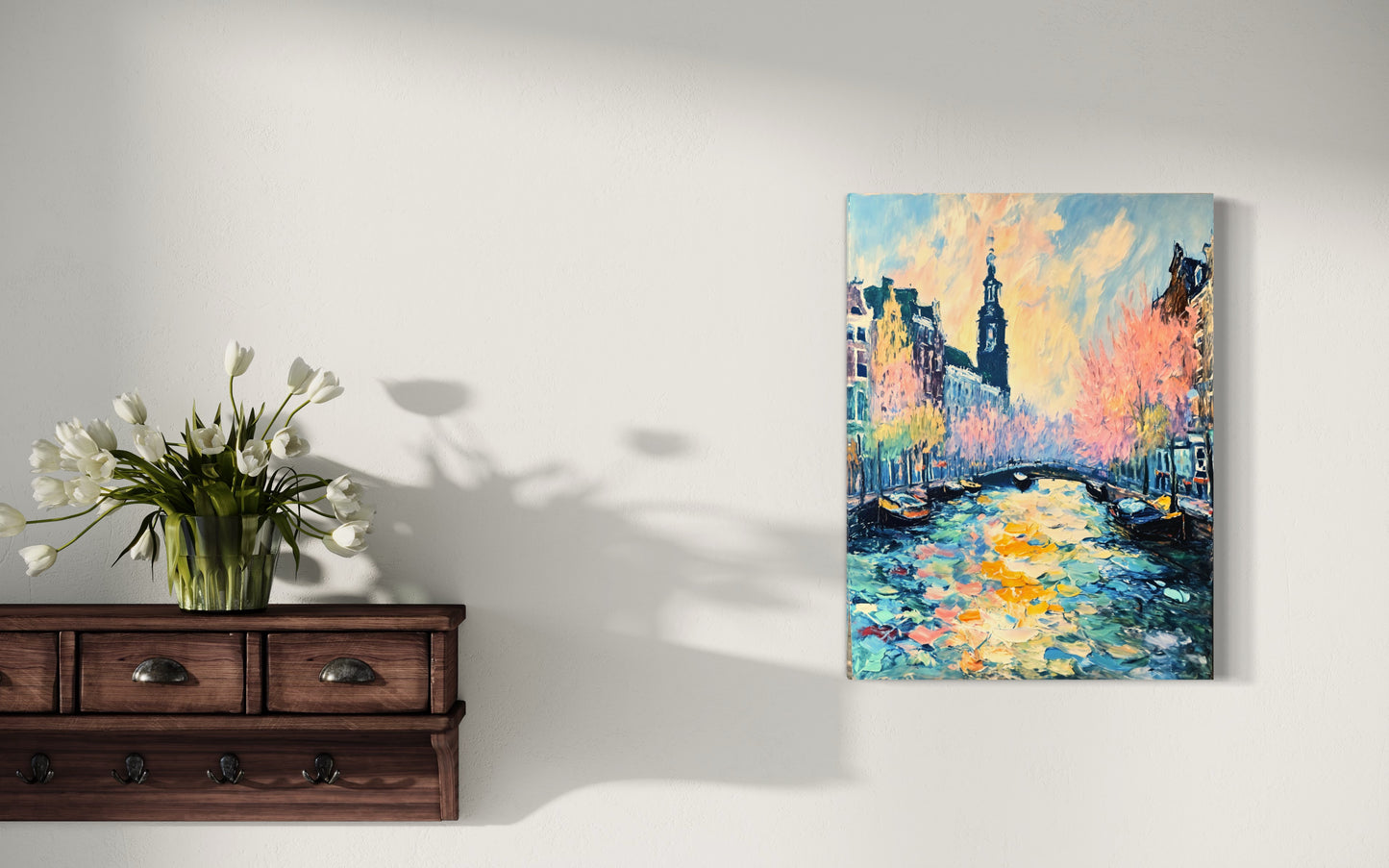 Bild auf Leinwand: "Blossoms Over the Canal Amsterdam's Charm"