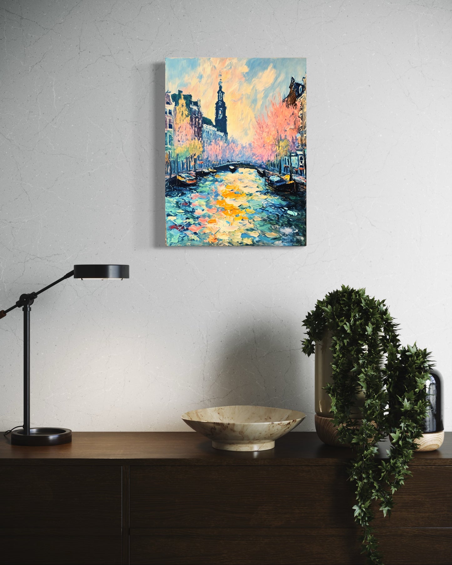 Bild auf Leinwand: "Blossoms Over the Canal Amsterdam's Charm"