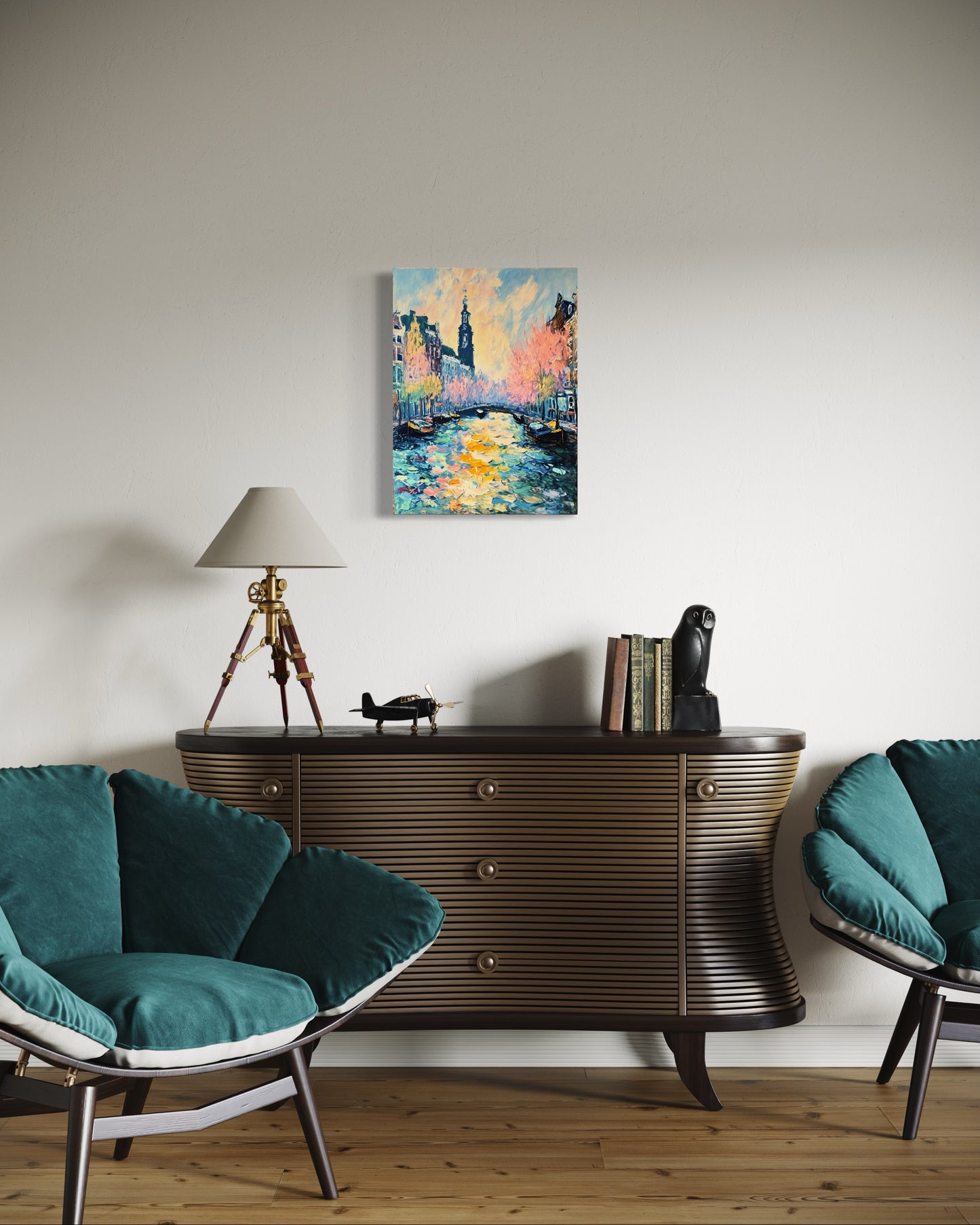 Bild auf Leinwand: "Blossoms Over the Canal Amsterdam's Charm"