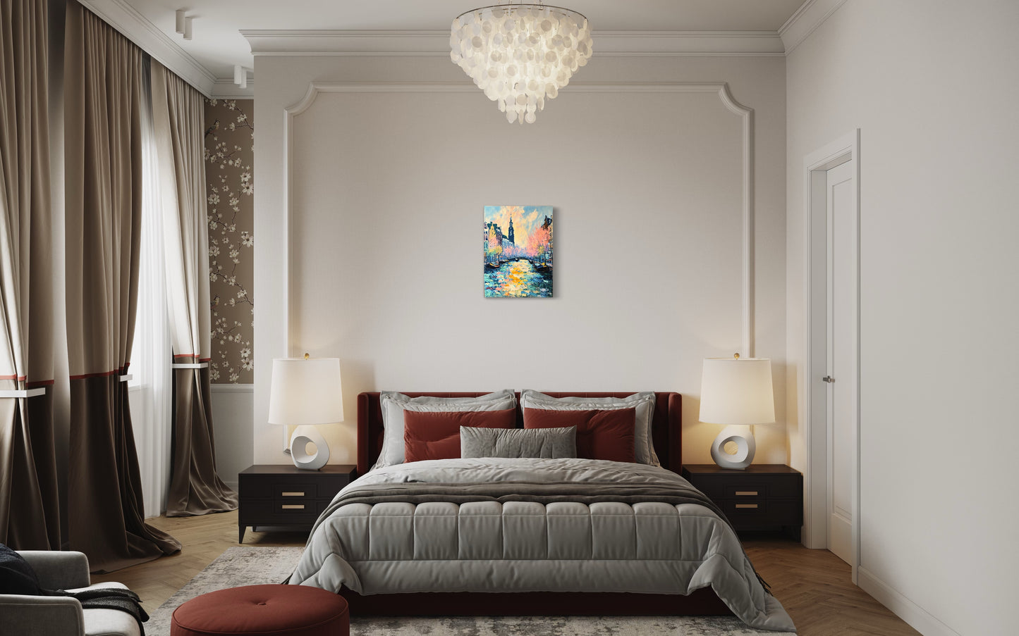 Bild auf Leinwand: "Blossoms Over the Canal Amsterdam's Charm"