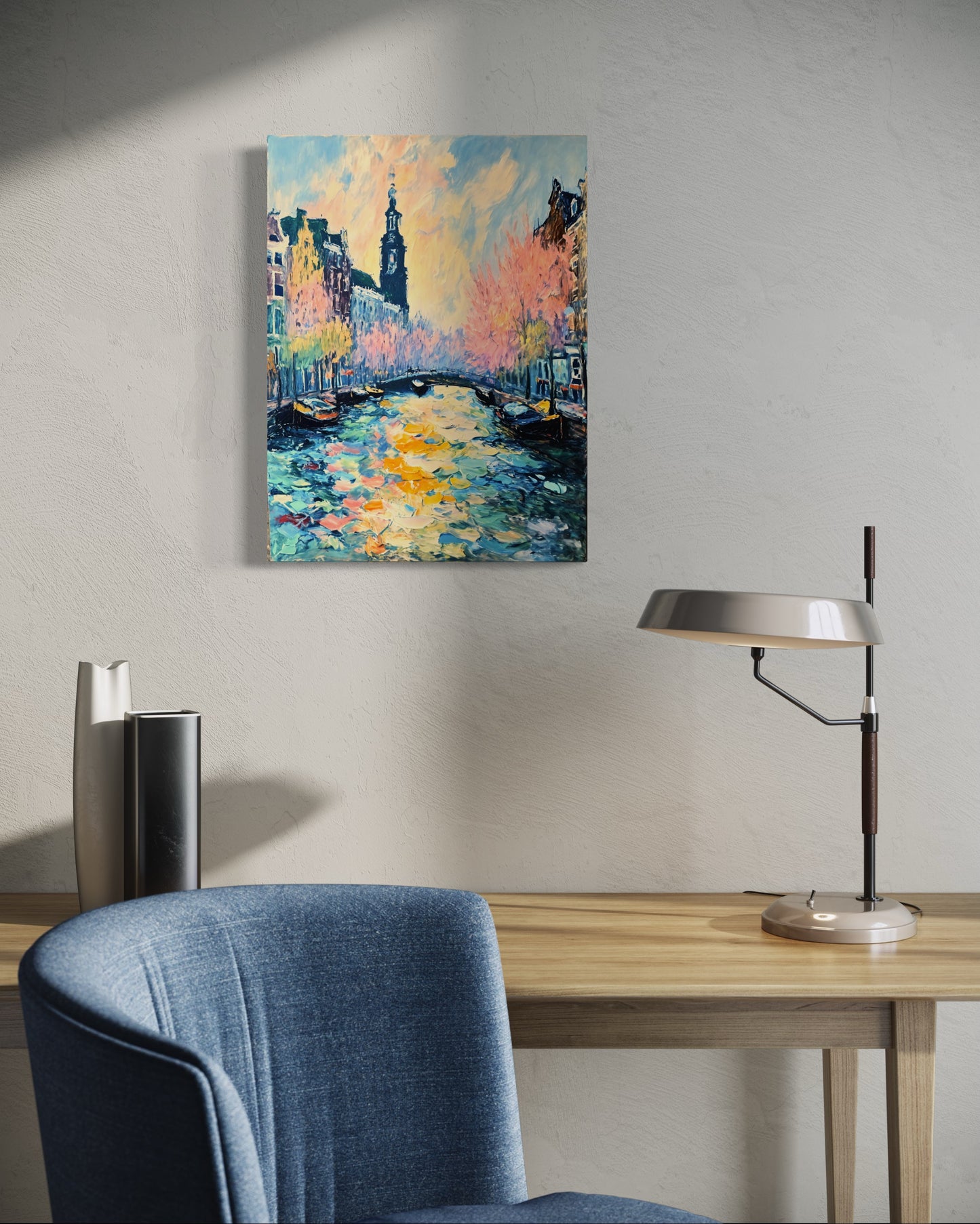 Bild auf Leinwand: "Blossoms Over the Canal Amsterdam's Charm"
