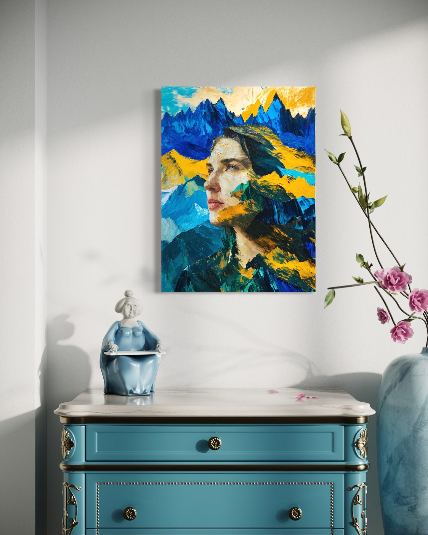 Bild auf Leinwand: The Woman and the Mountain."