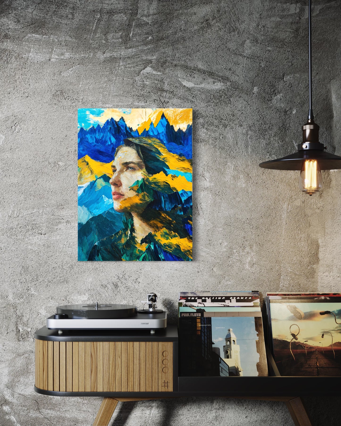 Bild auf Leinwand: The Woman and the Mountain."