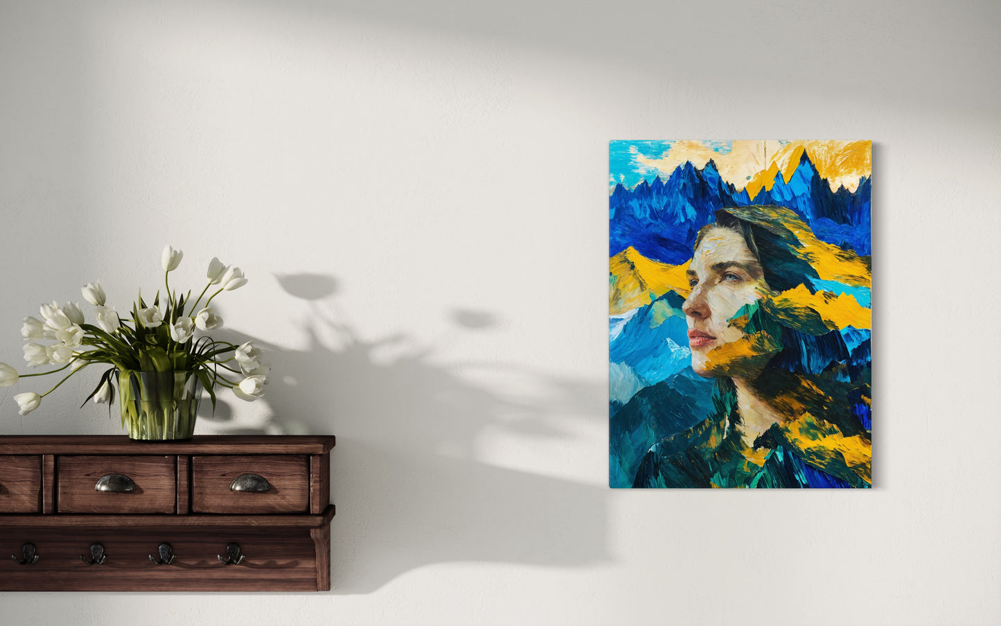 Bild auf Leinwand: The Woman and the Mountain."