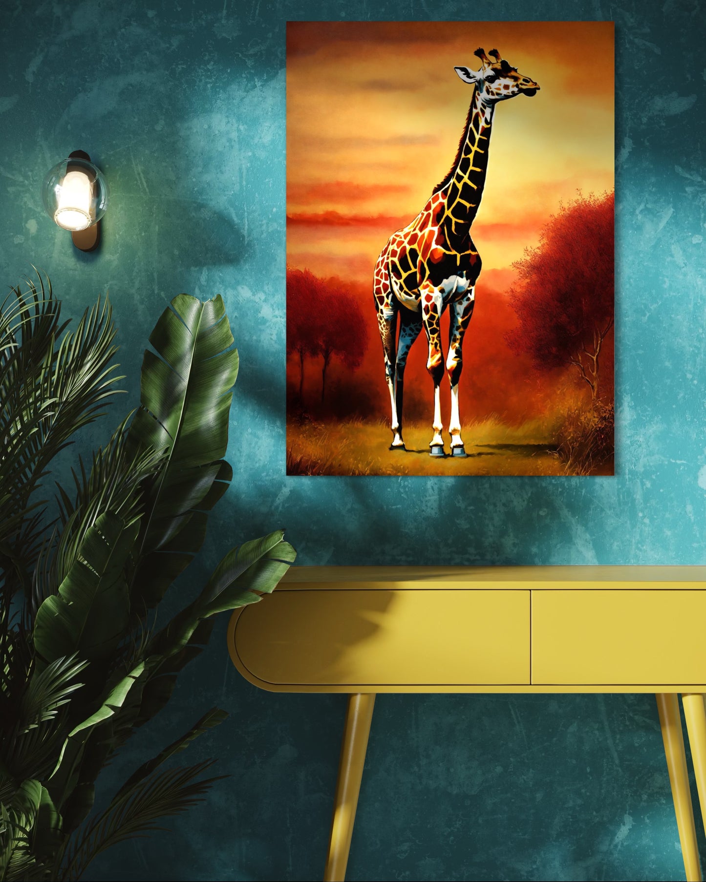 Bild auf Leinwand: „Giraffe at Sunset.”