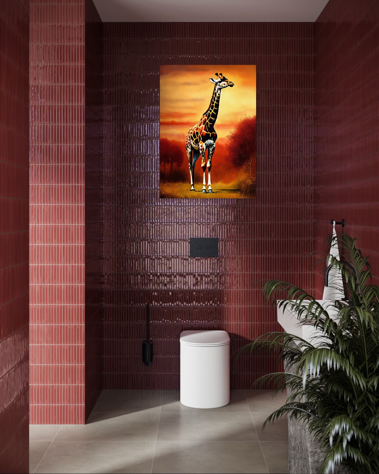 Bild auf Leinwand: „Giraffe at Sunset.”