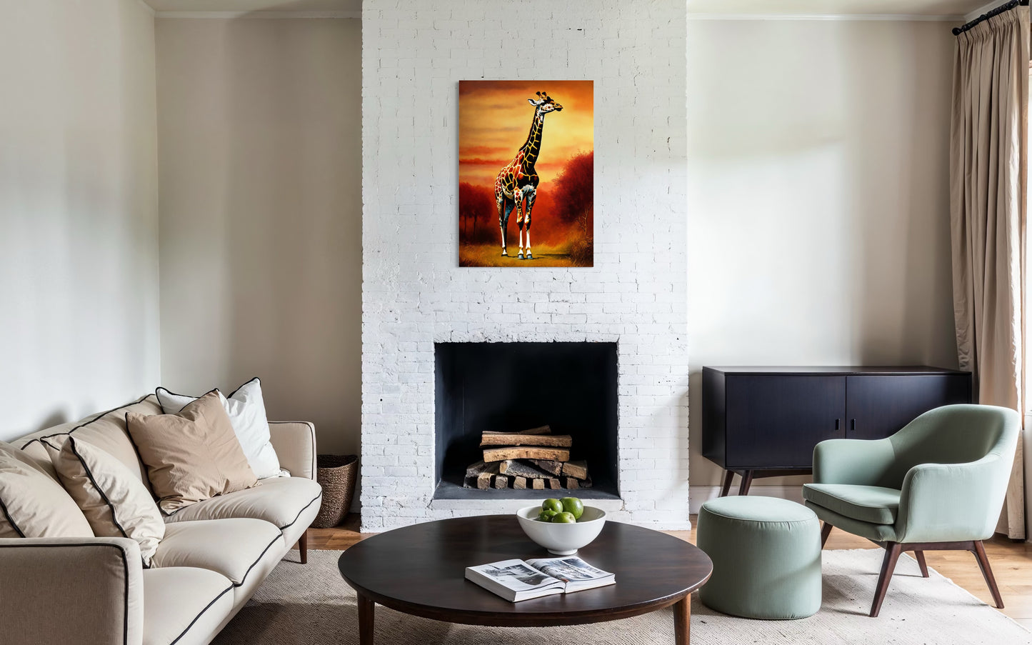 Bild auf Leinwand: „Giraffe at Sunset.”