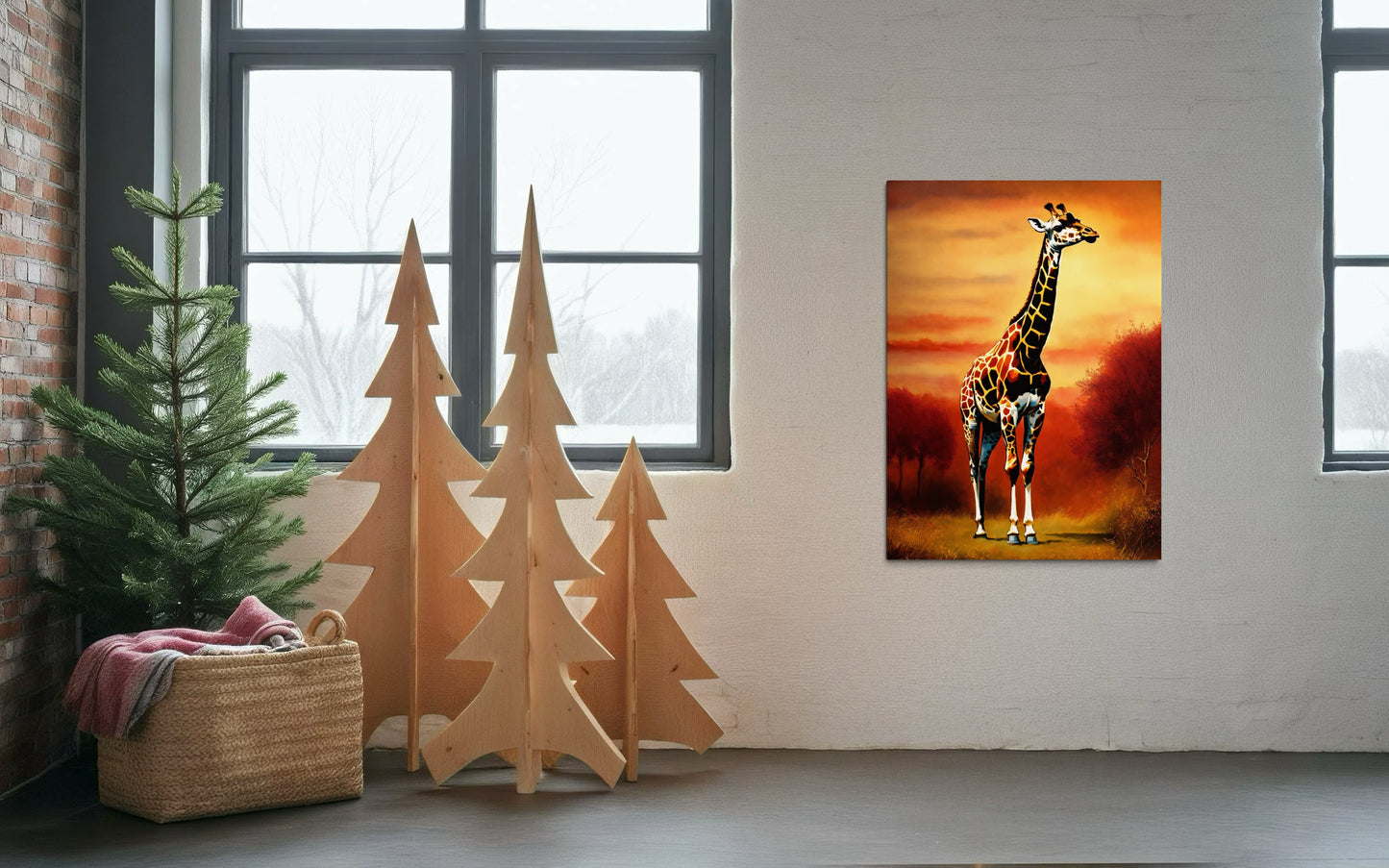 Bild auf Leinwand: „Giraffe at Sunset.”