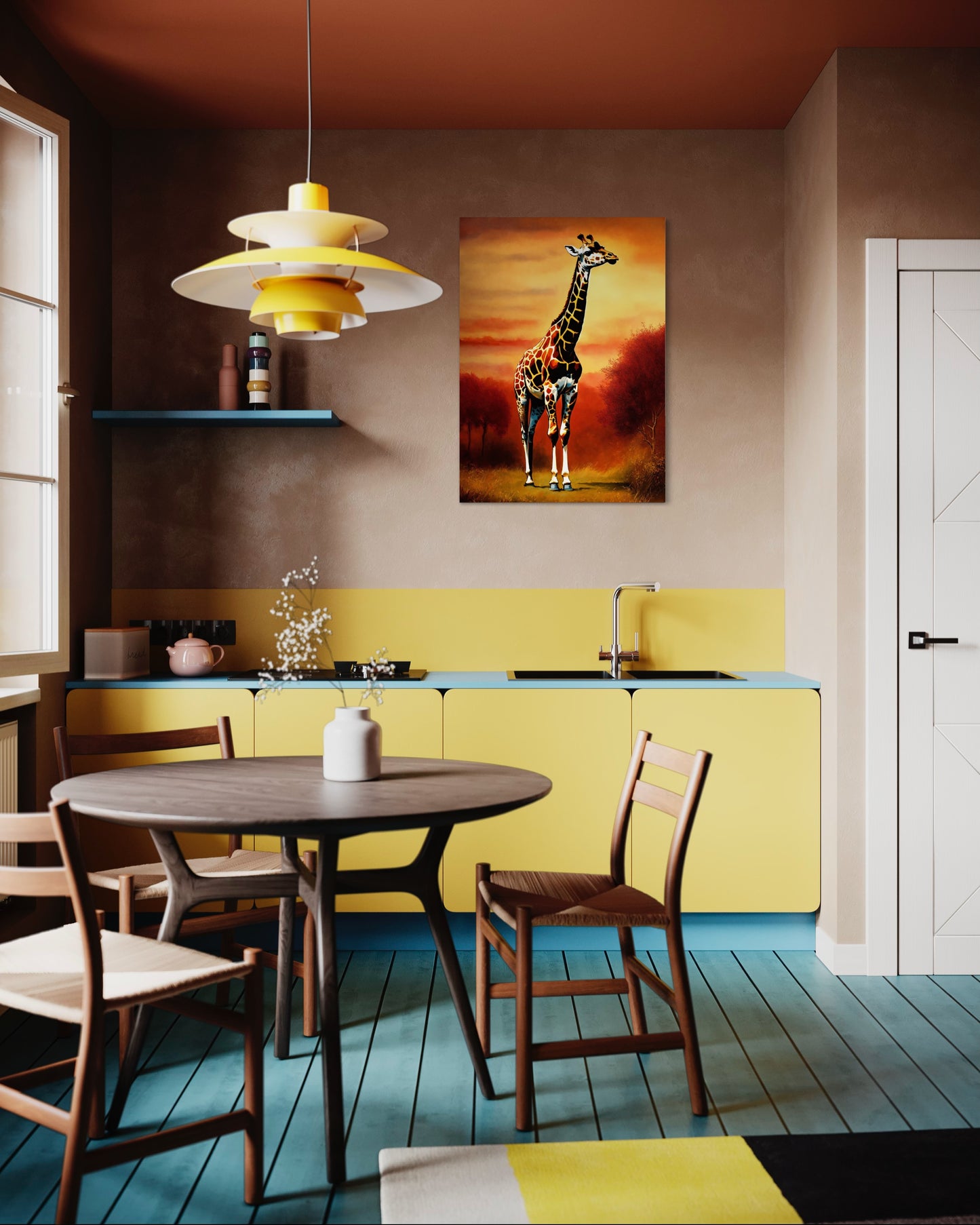 Bild auf Leinwand: „Giraffe at Sunset.”