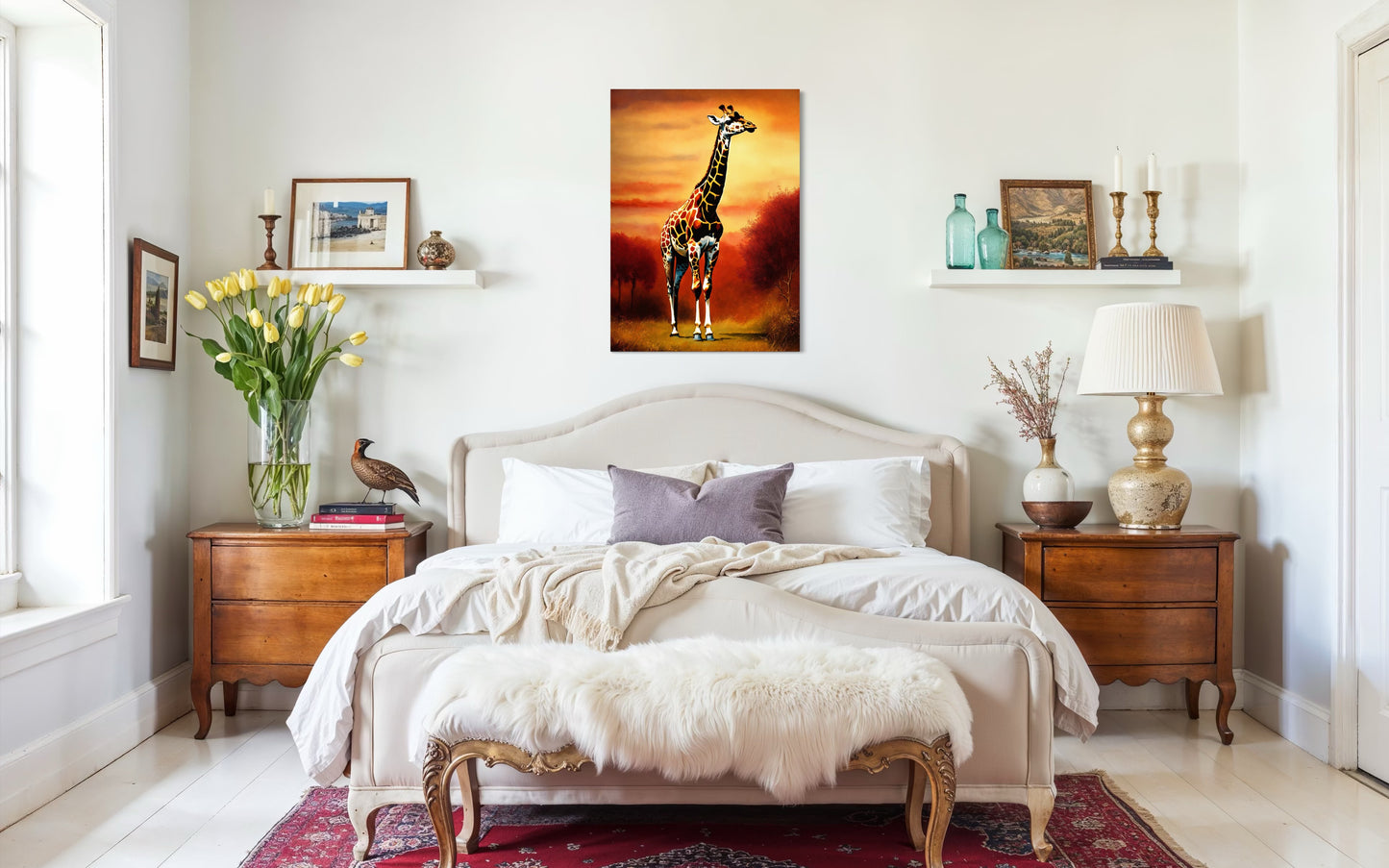 Bild auf Leinwand: „Giraffe at Sunset.”