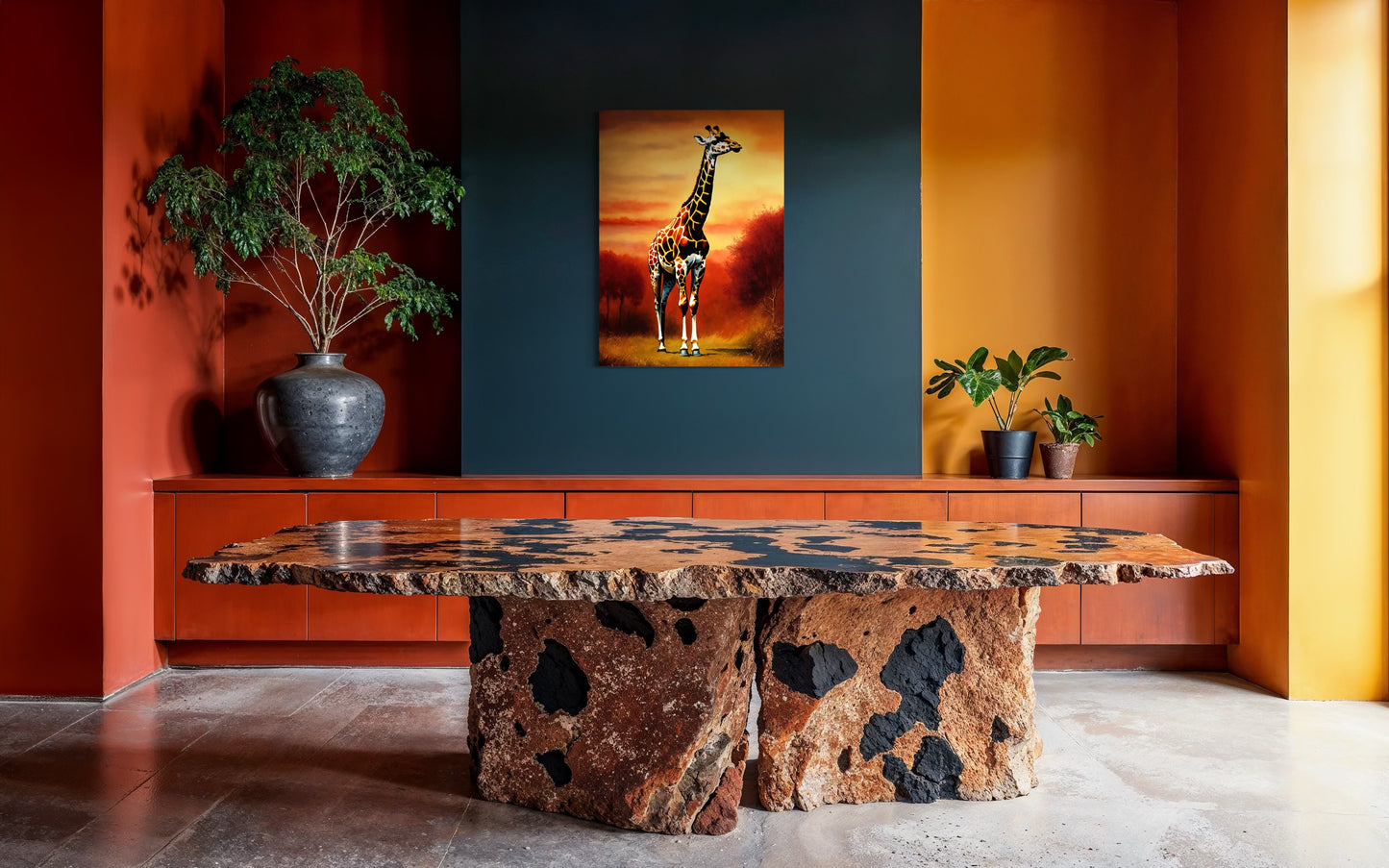 Bild auf Leinwand: „Giraffe at Sunset.”