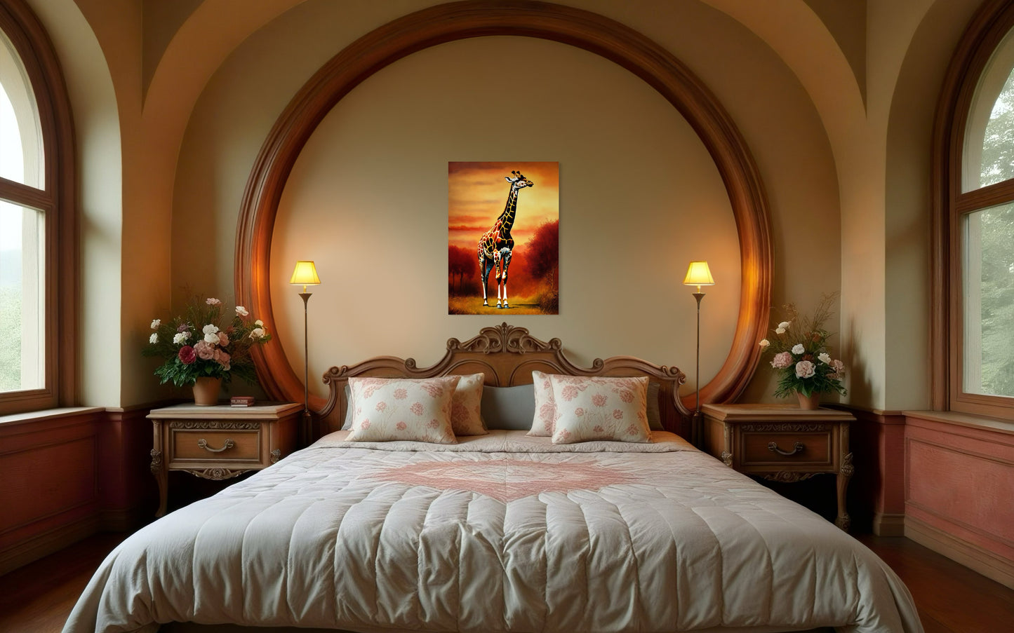 Bild auf Leinwand: „Giraffe at Sunset.”